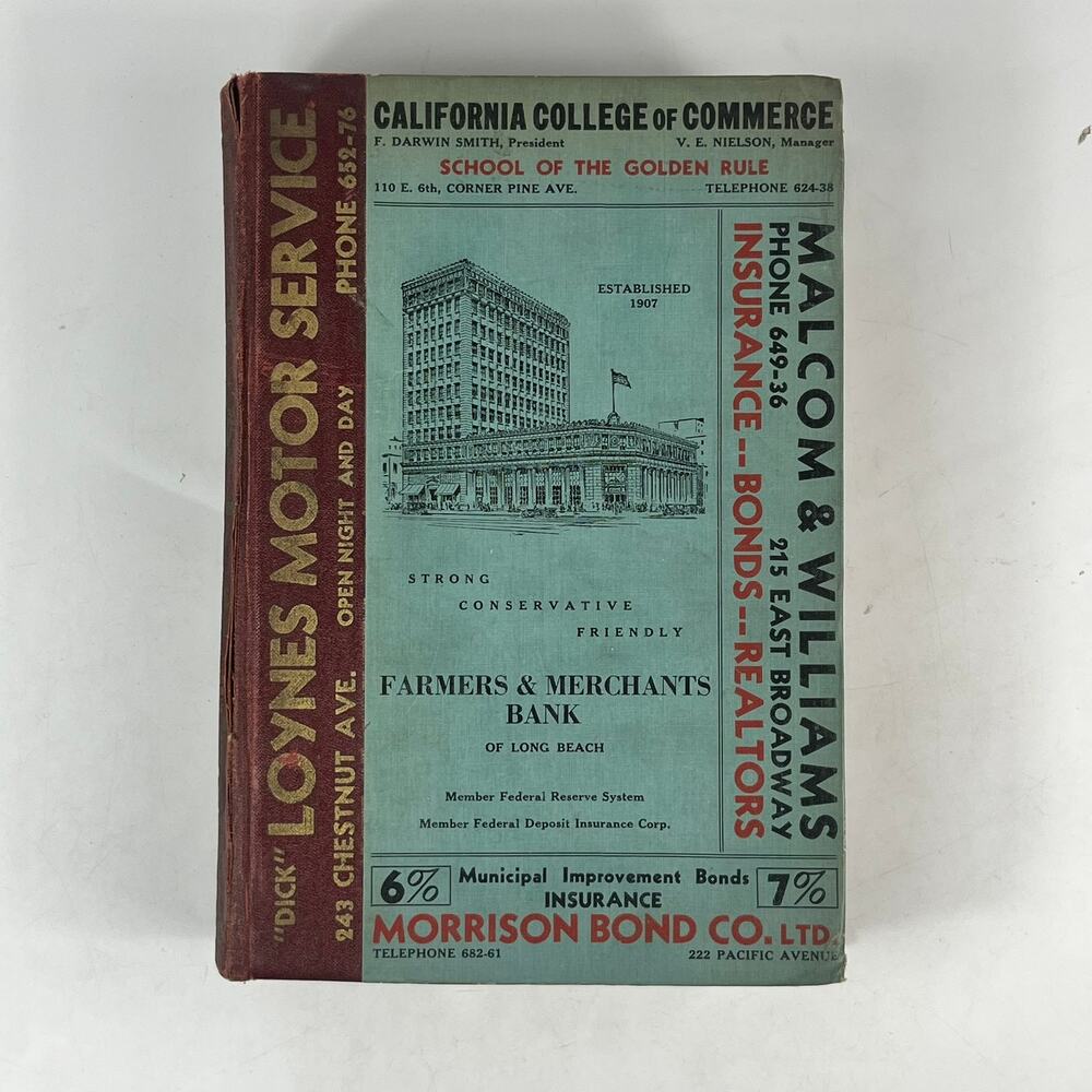 1936 Long Beach City CA City Directory POOR Ancestry Genealogy Vintage Antique